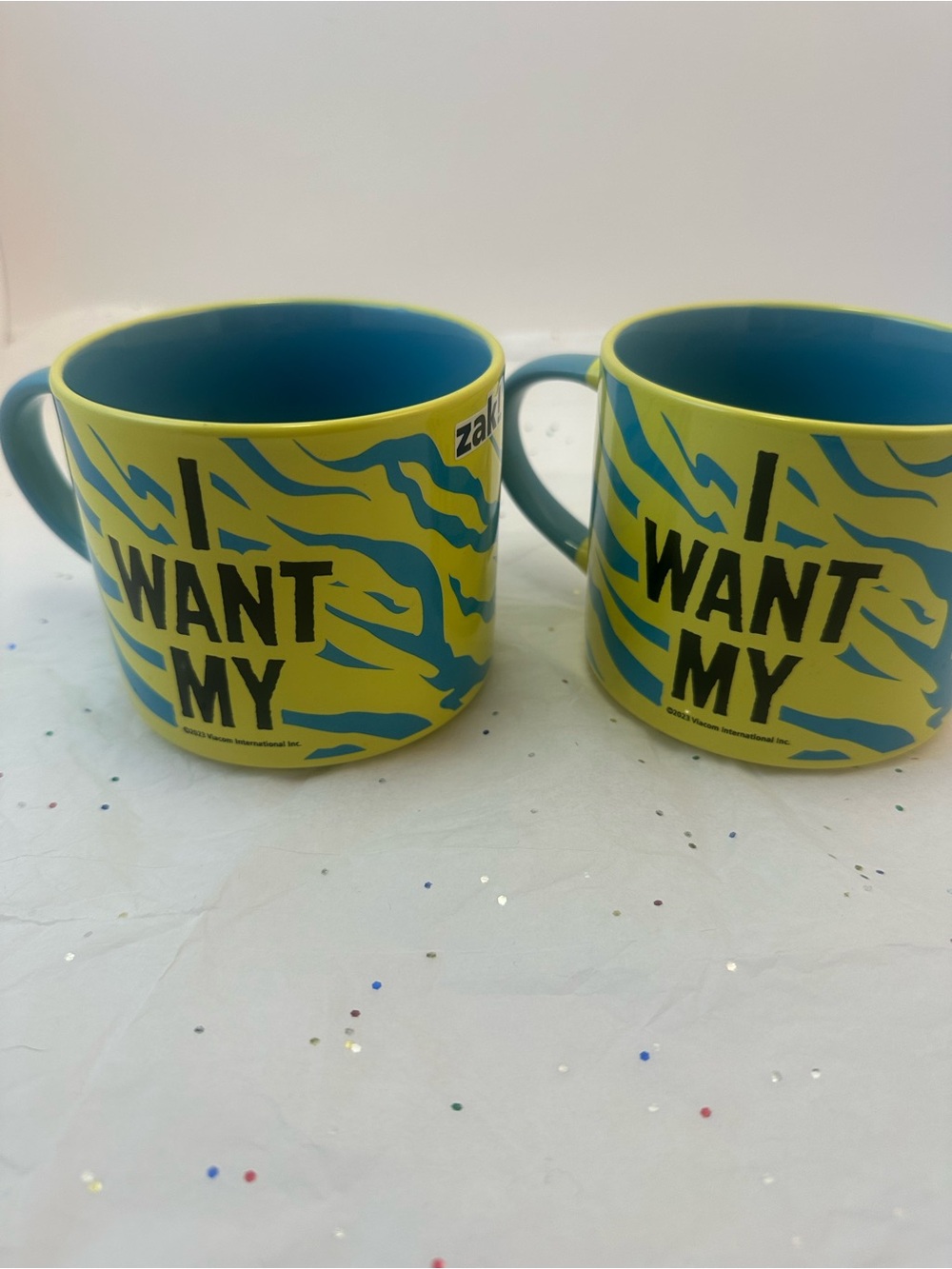 MTV Yellow & Teal 'I Want My MTV' Ceramic Mug set of 2! - Picture 4 of 7